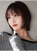 大人可愛い20代30代40代黒髪前下がりひし形小顔ボブ丸みショート
