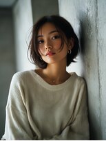 ロッソ 大橋店(Rosso) センターパートの暗髪ショートボブ【大橋】