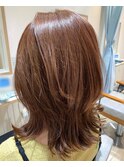 ピンクブラウン×レイヤーカット