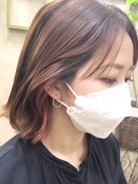 ヘアカフェ コトノハ(hair cafe Kotonoha) 【コトノハ】インナーカラーカジュアル秋カラー暖色系艶ピンク