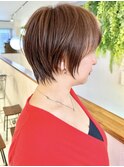 大人ショートボブ丸みショートカットマッシュショート前髪あり