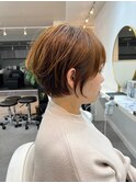 ◇ショートボブホワイトグレージュミニウルフチェリーブラウン