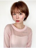 イメチェン ピンクベージュ 前髪 大人ショート 似合わせカット