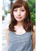 まとまる艶ロング/20代30代/小顔バング/小顔前髪/くびれ巻き