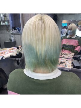 インク 渋谷(INK.) ホワイトブロンド×ミントグラデーション