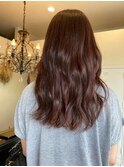 ピンクブラウン/ウェーブロング/韓国ロング/大人ガーリー/春夏
