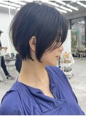 美髪シアーカラーピンクブラウンショートカット切りっぱなしボブ