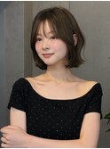 大人可愛いくびれボブヘア暗髪小顔顔まわりカットシースルー前髪