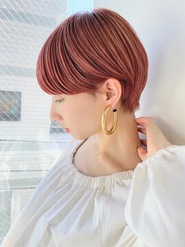 スー 渋谷(suu) ピンクベージュマッシュショート丸みショートカット前髪あり