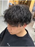 波巻きパーマメンズパーマメンズヘアツーブロックツイストパーマ