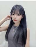 大人可愛いふんわりカールミストバング外国人風カラーブリーチ