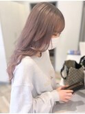 ピンクベージュ_アドミオカラー_ダブルカラー_レイヤーカット