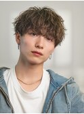 韓国ヘアニュアンスコンマバングセンターパートフェザーパーマ