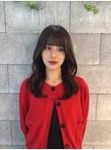 韓国風巻き髪スタイル/ぱっつんバング/髪質改善似合わせカラー