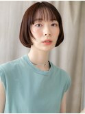 チェリーレッド姫カットレイヤー切りっぱなしボブX川口30代40代