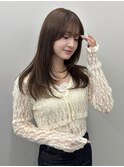 レイヤーカット/艶ブラウン/顔まわりカット/透明感カラー
