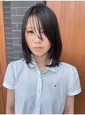 レイヤーボブブルーブラック韓国風