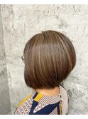 脱白髪染ハイライトカラー