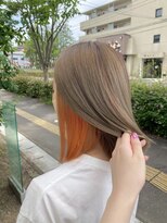 ファースト 長町店(first) オレンジインナーカラー×切りっぱなし