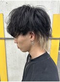 太田メンズウルフマッシュカラーニュアンスパーマセンターパート