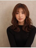 ★小顔カット薄めバングシアーカラーウェーブパーマ美髪前髪