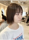 横浜タッセルボブショコラブラウン切りっぱなしボブショートボブ