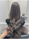 ブリーチなしダブルカラー色素薄めオリーブグレージュカラー