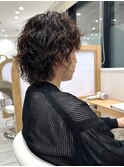 大人可愛いボブウルフパーマニュアンスパーマ 夏カラー秋カラー