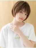 オレンジベージュハイライトカラー小顔丸みボブX志木20代30代