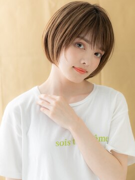 カバーヘア ブリス 志木南口駅前店(COVER HAIR bliss) オレンジベージュハイライトカラー小顔丸みボブX志木20代30代