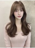顔周りレイヤー/韓国風パーマ/ロング