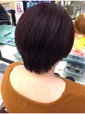 レッドブラウン×ショートボブ