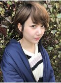 外ハネボブ　アッシュブラウン　ネオウルフ　デザインカラー