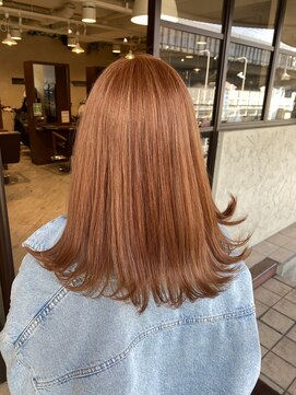 リー ヴィータ 上新庄(Lee Vita) オレンジベージュ×ケアブリーチ×韓国風スタイル