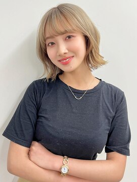 エアー 横浜(AIR) 【長谷川】ゆるふわ外はねボブシルキーベージュ