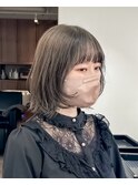顔まわりレイヤー / 姫カット / 切りっぱなしボブ /オリーブ
