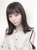 ★10代20代30代美髪外ハネミディアムワンカールグレージュミディ