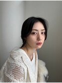 クラゲヘアミディアムヘアオリーブグレージュミニボブミディアム