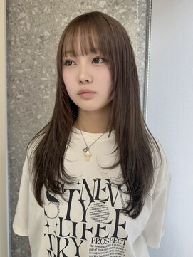 サンク 原宿 表参道(cinq) ★ハイトーンカラー韓国ヘア顔周りレイヤーカットピンクベージュ