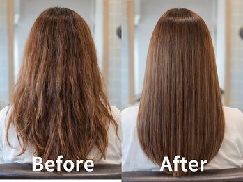 ラルジュヘアイコール(Large hair equal =)の写真/柔らかい手触りのナチュラル縮毛矯正で日々のストレスを解消！思わず触れたくなるサラツヤストレートに♪