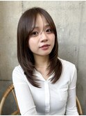 美髪ストレートレイヤーミディアム2wayバングヘア