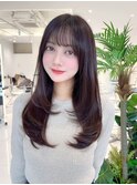 小顔レイヤーミディ×艶ブラウン