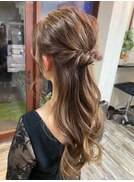 ルーズハーフアップ ドレスヘア　結婚式　お呼ばれ　二次会