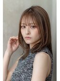 大人かわいい前髪セシルカットココアブラウンフリンジウェーブ