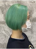 □ ハッシュカットグレージュデザインカラーツートンカラー