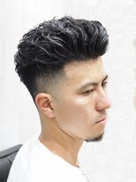 ヨシザワインク プレミアム 横浜 桜木町店(YOSHIZAWA Inc. PREMIUM)&nbsp;黒髪ツーブロックスパイラルパーマバーバーフェード