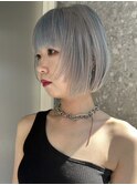 ショートボブハイトーンカラーミルクティーベージュダブルカラー