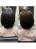 黒染めで真っ黒な髪もメテオカラーで明るい艶髪に!