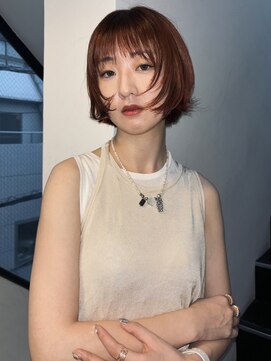 ドロップ(drop) ボブ/レイヤーボブ/ミディアムボブ/オレンジブラウン