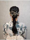 ヘアセット 浴衣×編みおろしヘア 玉ねぎヘア/着付け#2